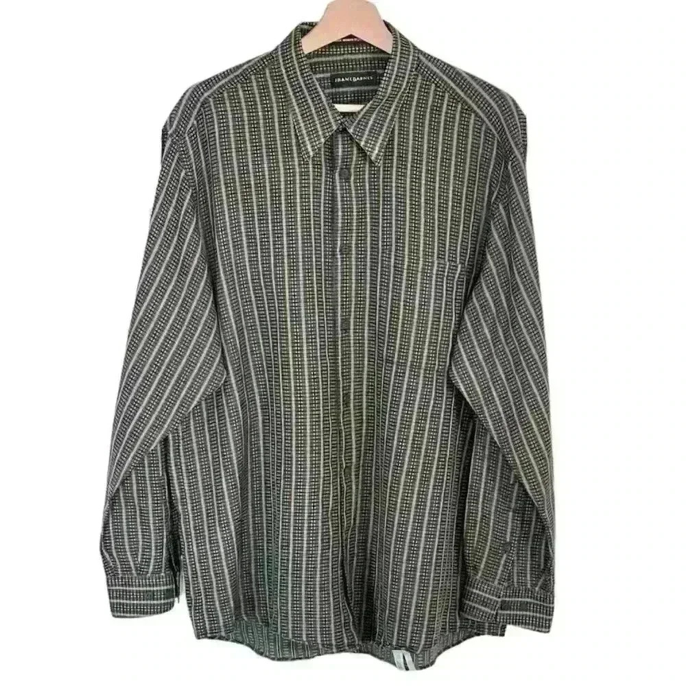 Jhane Barnes Cotton Long Sleeve Button Down Shirt Patterned | Multicolor | SZ XL